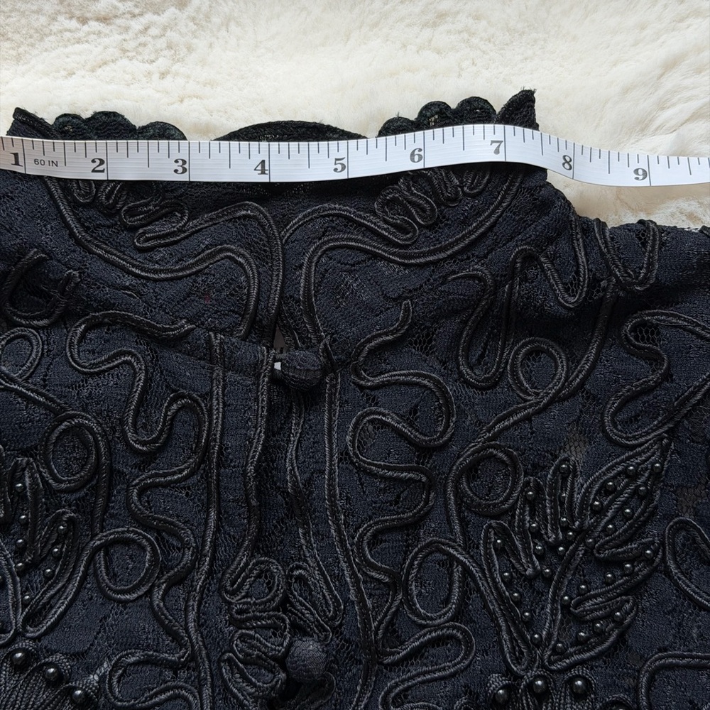 Sassy Thai Black Lace Floral Embroidered Sheer Cardigan Boho Gothic Coquette S/M - Picture 15 of 16